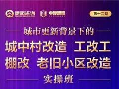 城市更新戰(zhàn)略實(shí)操班之城中村改造、工改共、棚改、老舊小區(qū)改造課題開課安排